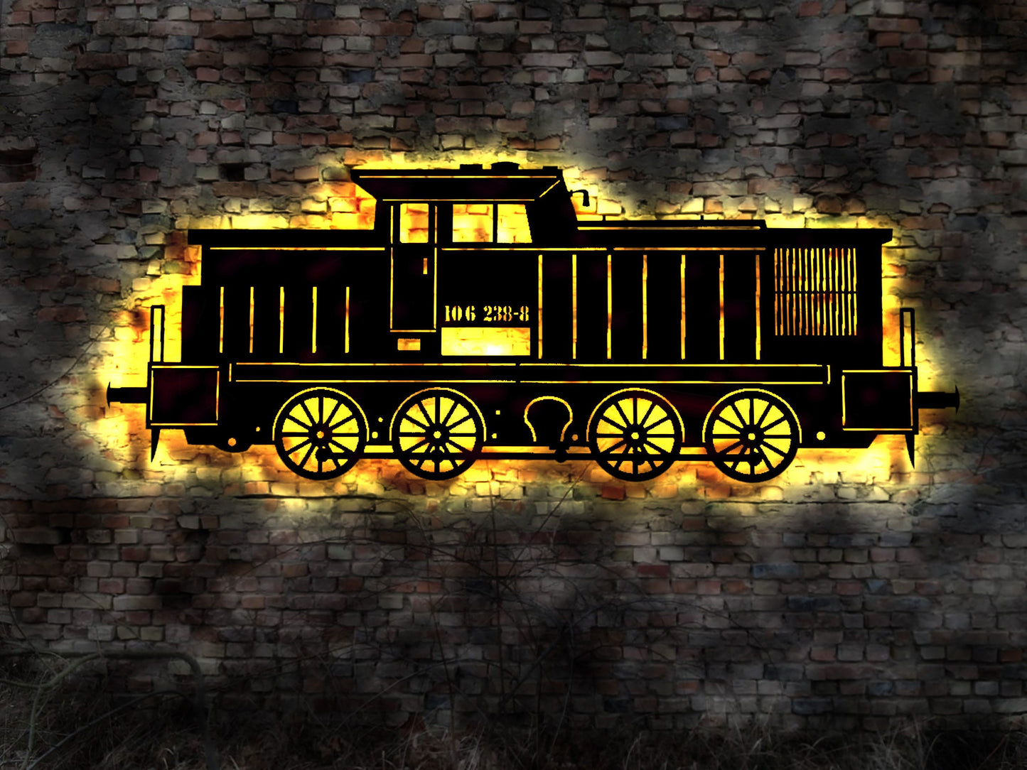 DDR Lok Eisenbahn Schild Schiene Wagon Bahnhof Modelleisenbahn Leuchtschild LED Deko Auto Autoaufkleber Schild
