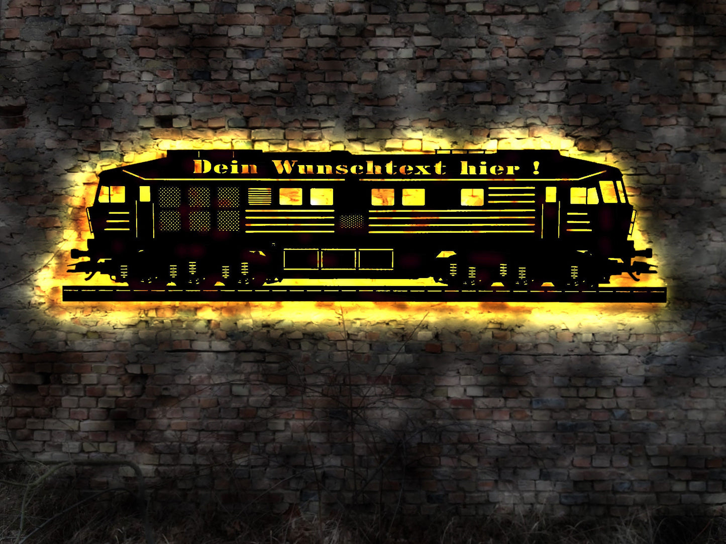 DDR Lok Eisenbahn Schild Schiene Wagon Bahnhof Modelleisenbahn Leuchtschild LED Deko Auto Autoaufkleber Schild