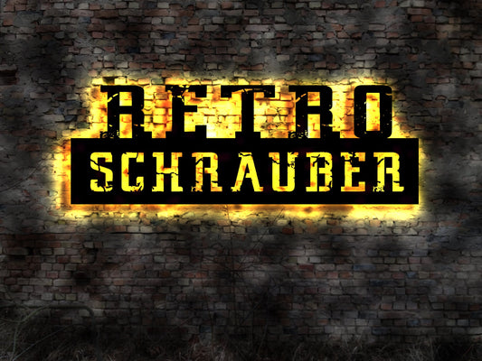 LED Wandbild Retro Schrauber Werkstattschild Oldtimer Restauration restaurieren Klassiker cars
