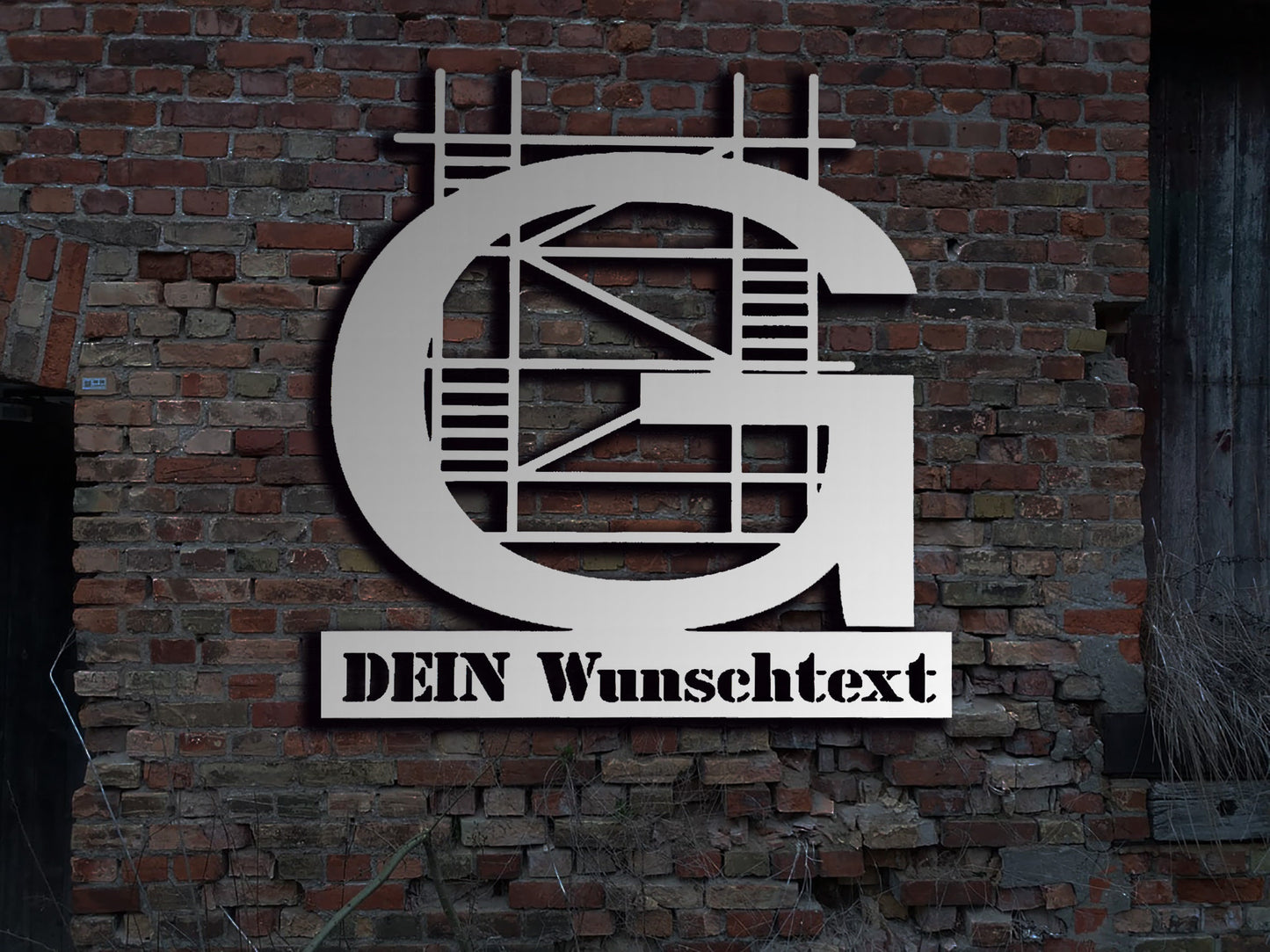 Edelstahl Wandbild Schild Gerüstbau Gerüstbauer Zunftzeichen Rund Innungsschild Logo Emblem Zeichen Zunft sign Metallschild Stahlschild