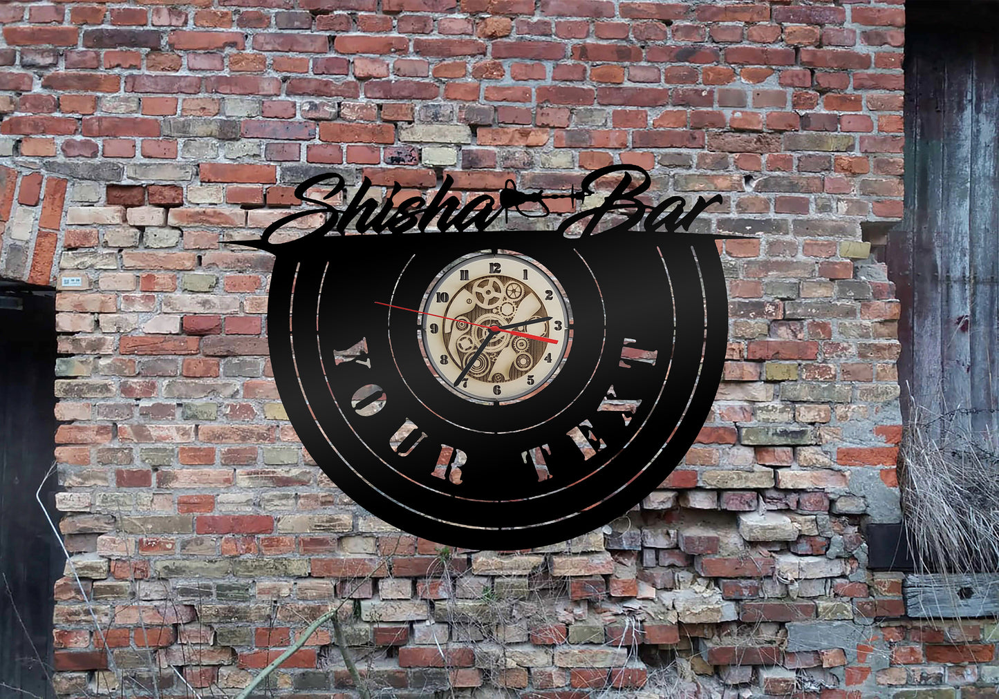 Wanduhr Uhr Holzuhr Uhren Ziffernblatt Shisha Bar Wunsch Text Deko Aufsteller Schild
