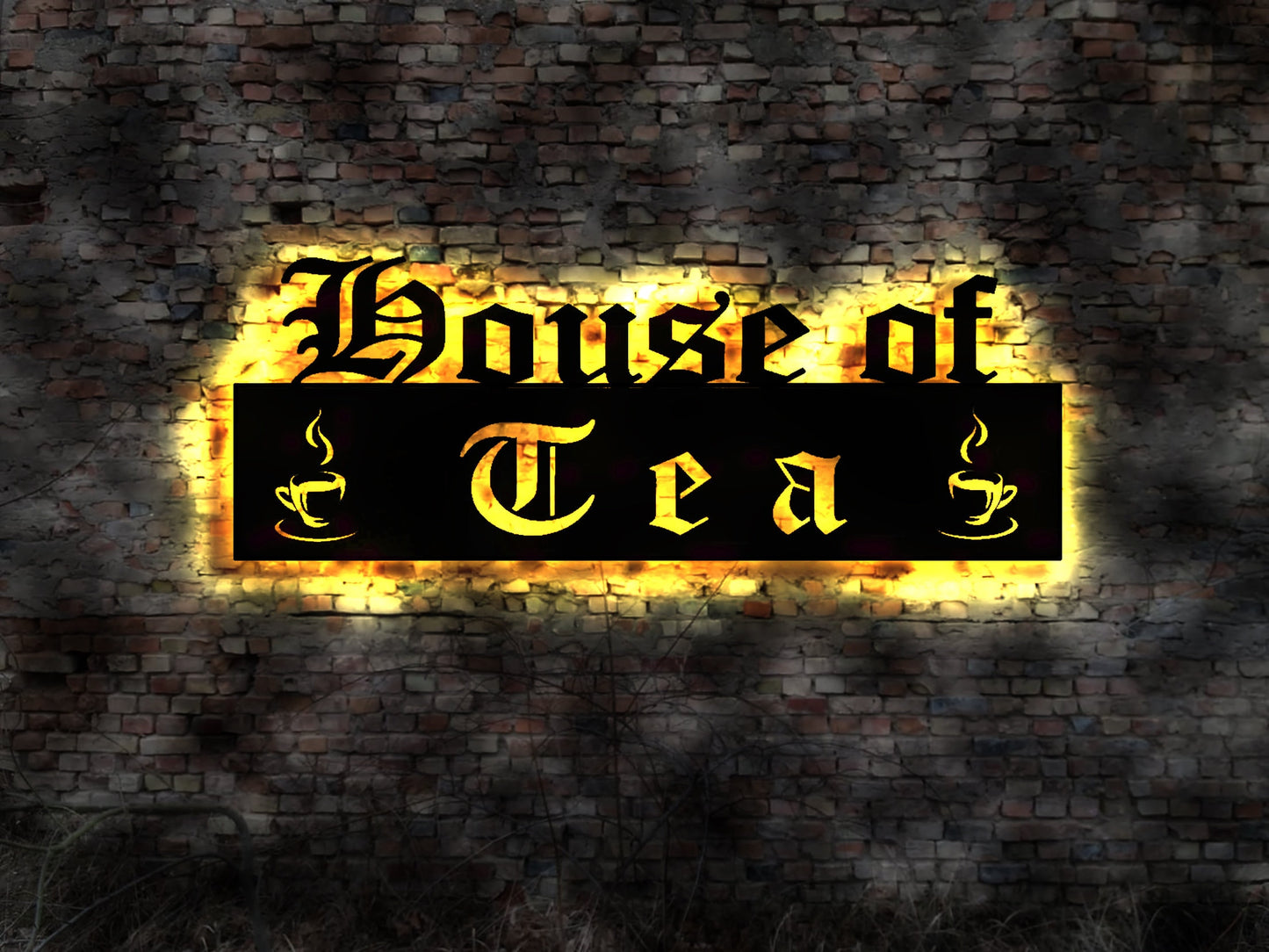 House of Tea Teestube Time Tee Aufsteller Schild Shop Werbung Sieb Kanne Teebeutel Teesieb Bild Tee Set no Neon sign Wandbild Teeshop Shop