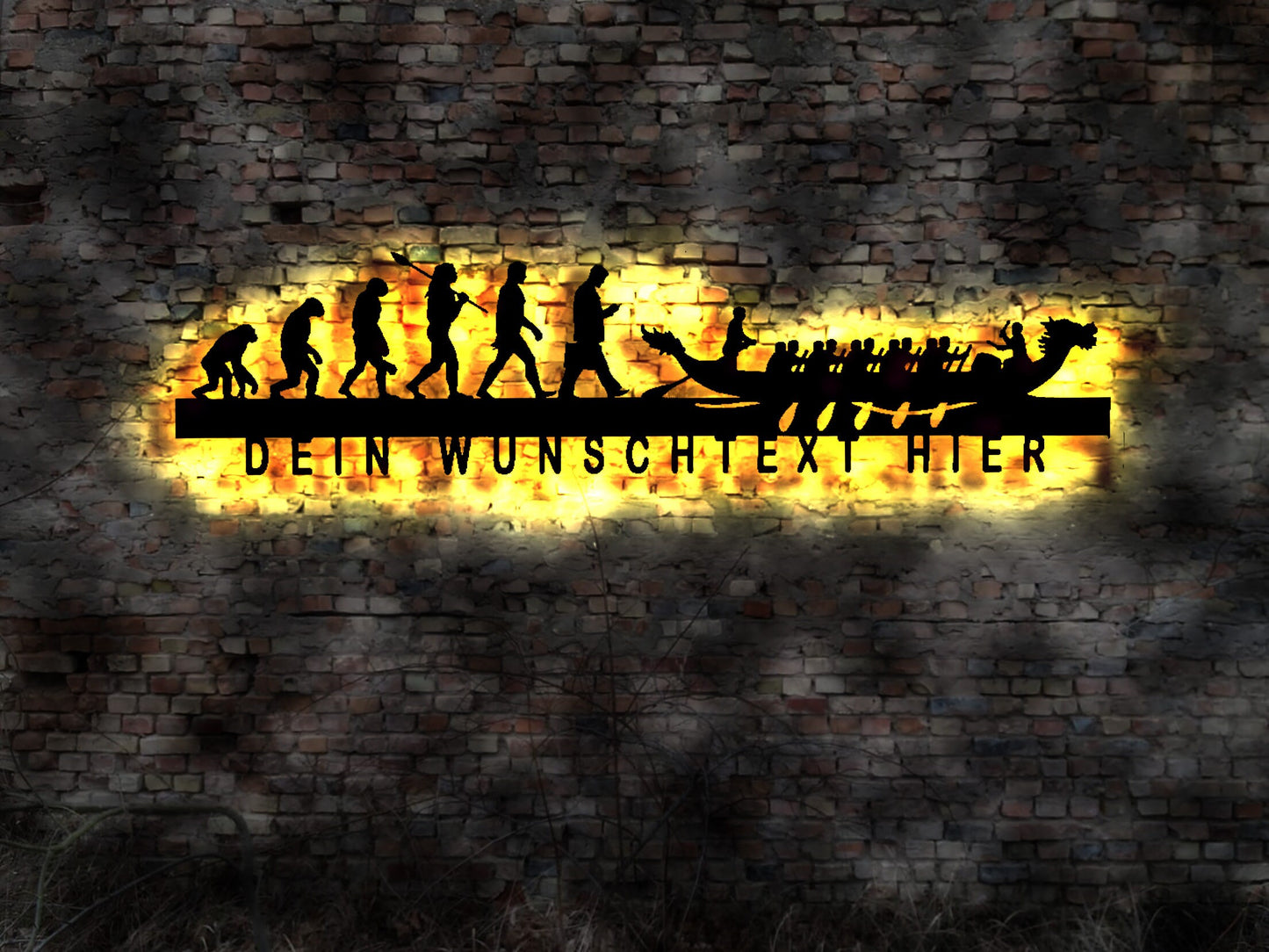 LED Schild Drachenboot Boot Drachen Rennboot Paddelboot Paddel paddeln Wettbewerb Holz geschnitzt Drachenbootfest Wunschtext Verein Satzung