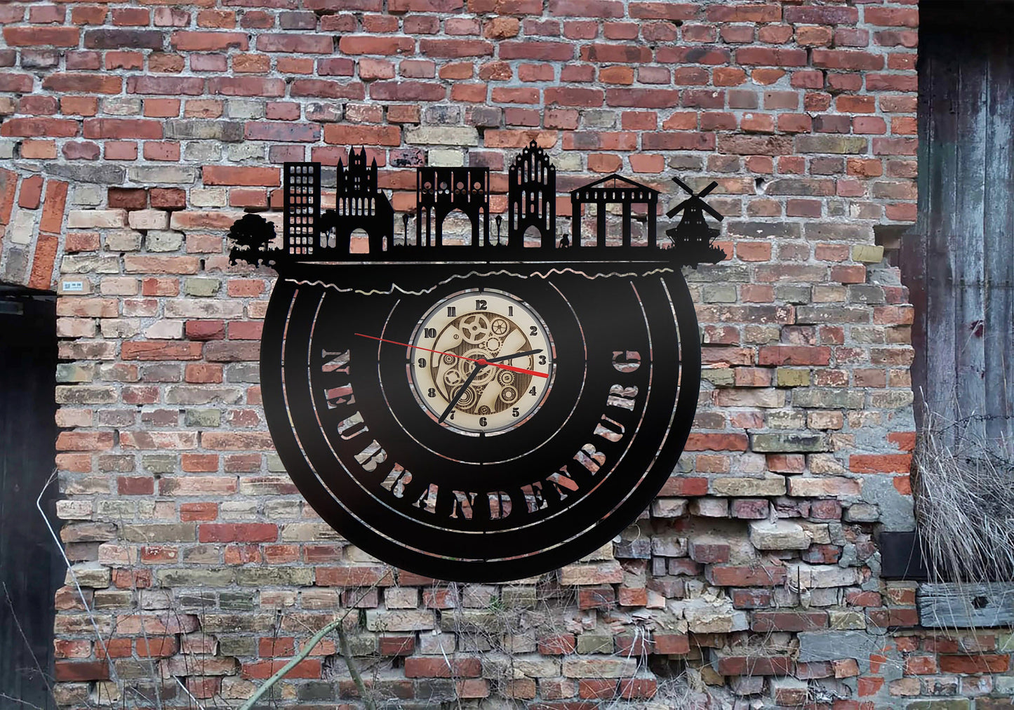 Uhr Wanduhr Bild Neubrandenburg Stadt Skyline Silhouette no Aufkleber