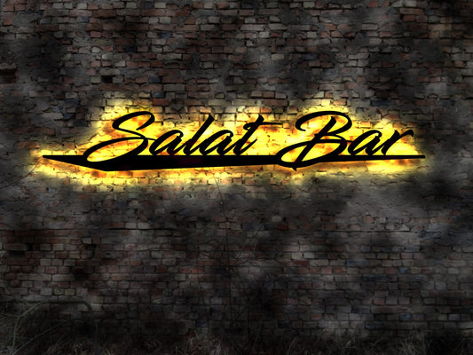 LED Wandbild Deko Schild Salat Bar vegetarisch Gemüse Buffet Tomaten Gurken Zwiebeln Mais Karotten Schneider Dressing