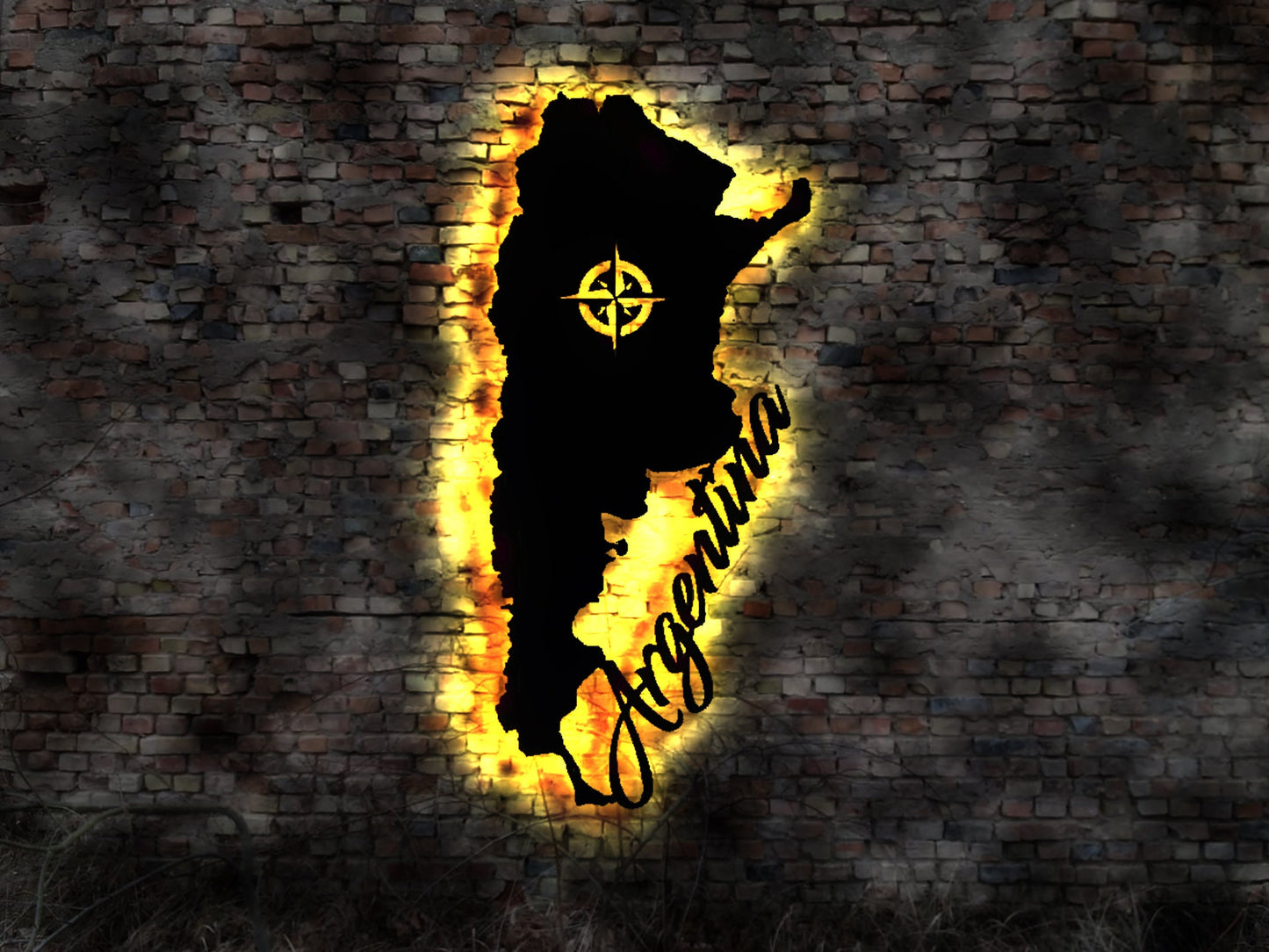 Skyline Argentina Argentinien LED Wandbild Holz Stadt AK Karte Map Wandsticker Leuchtbild Umriss  Wandtattoo Reiseführer Silhouette