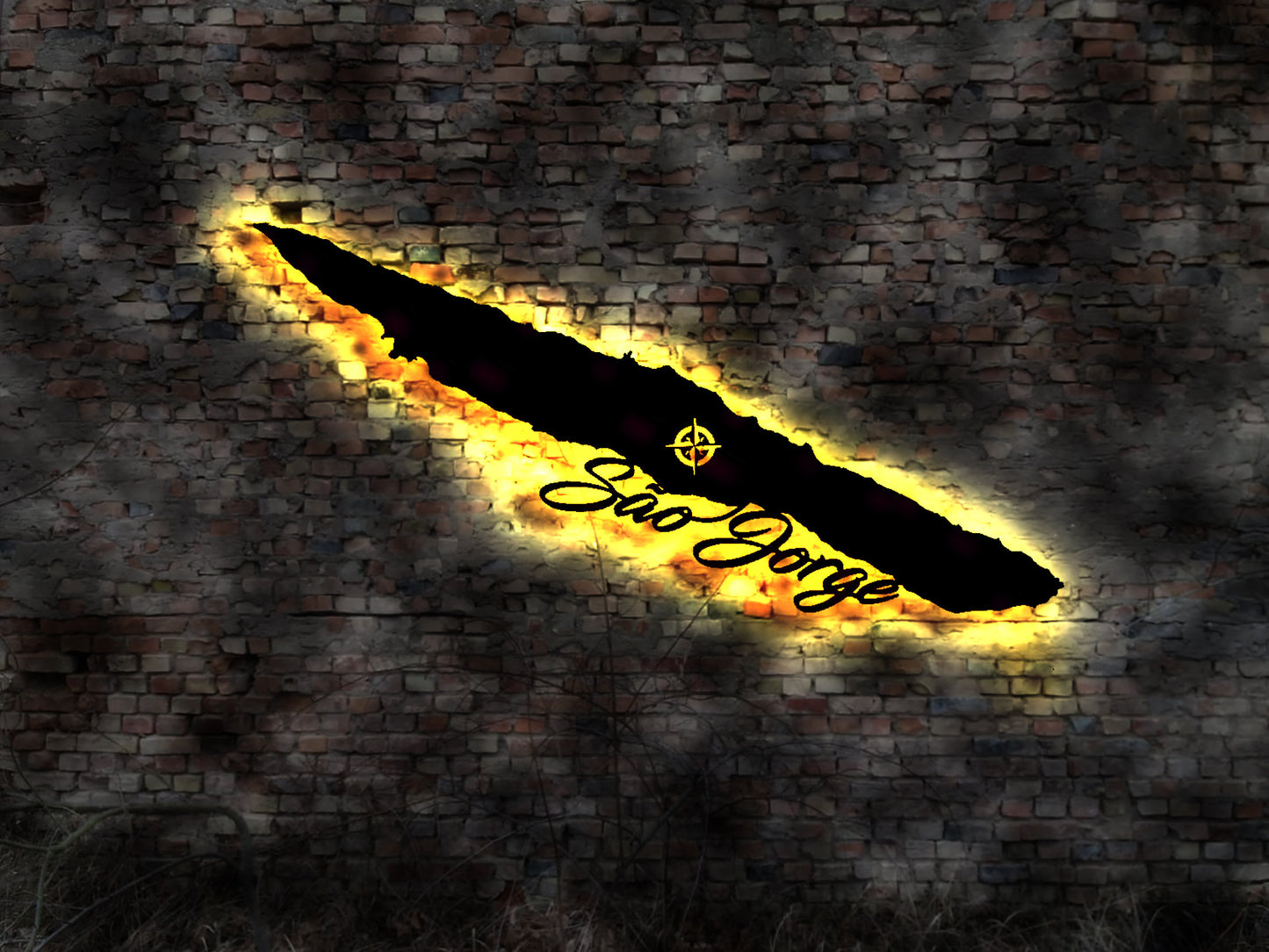 Skyline São Jorge Sao  Insel  Urlaub  LED Wandbild Holz Stadt AK Karte Map Wandsticker Leuchtbild  Wandtattoo Reiseführer Silhouette