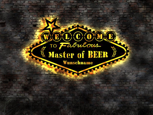 LED Wanddeko Leuchtschild Reklame Brauer Zunftzeichen Bier Bierbrauer Zunft Zeichen Logo Braumeister  LED Schild Bierbrauer Brauerei