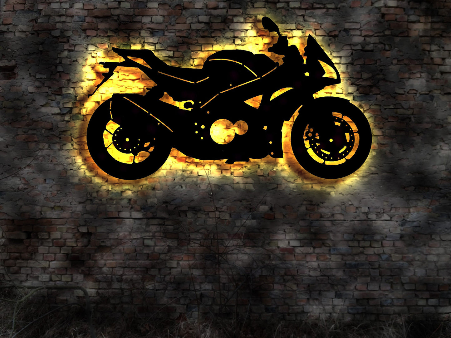 3D Trike Quad Bike Rennmotorrrad Strassenmaschine Organspender Motorrad LED Wandbild Streetbike Naketbike Rennfahrer Motorradhel Aufkleber