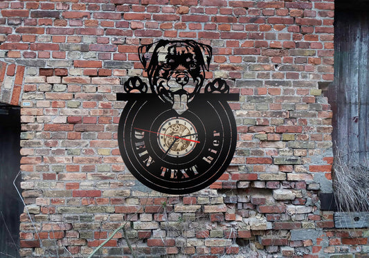 Rottweiler  Wanduhr Uhr Holzuhr Uhren Ziffernblatt Clock Holz Armbanduhr Hundezucht Bild  Dog Hund  sign sticker Welpen Welpe