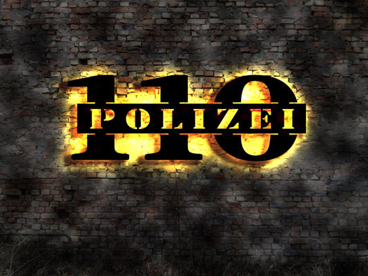 Leuchtschild Schild Polizei Polizeiuniform Mütze Kripo Spurensicherung Blaulicht 110 Notruf Telefon Police  Verkehrspolizei Bundespolizei