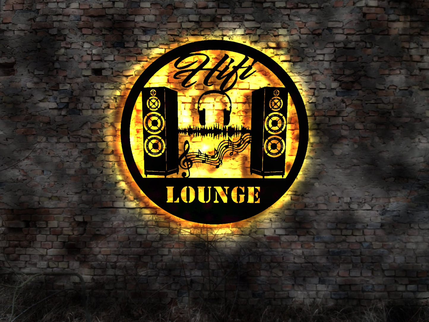 LED Leuchtschild Hifi Lounge Lautsprecher Boxen Kopfhörer Tonstudio Dolby Anlage Hochtöner Subwoofer Mikrofon Aufnahme Musik Genuss