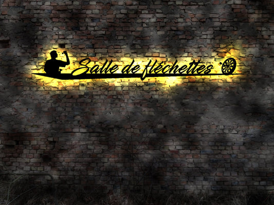 Salle de fléchettes Dart Darts Dartpfeile Spiel Dartspiel Dartscheibe Leuchtschild LED Autoaufkleber Schild retro  LeuchtschildRoom