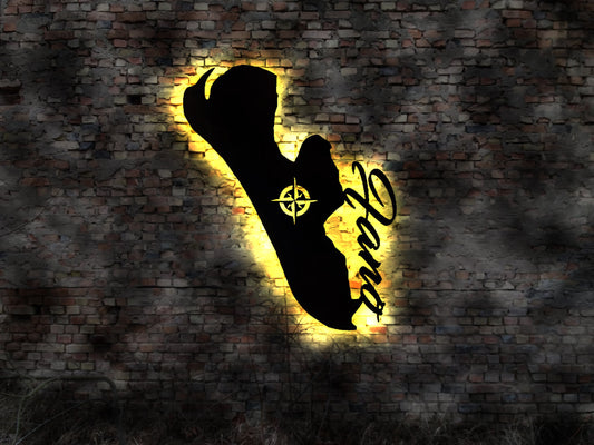 Skyline Insel Fano Fanö DänemarkNordsee Urlaub LED Wandbild Holz Leuchtbild Neonreklame Wandtattoo Reiseführer Silhouette