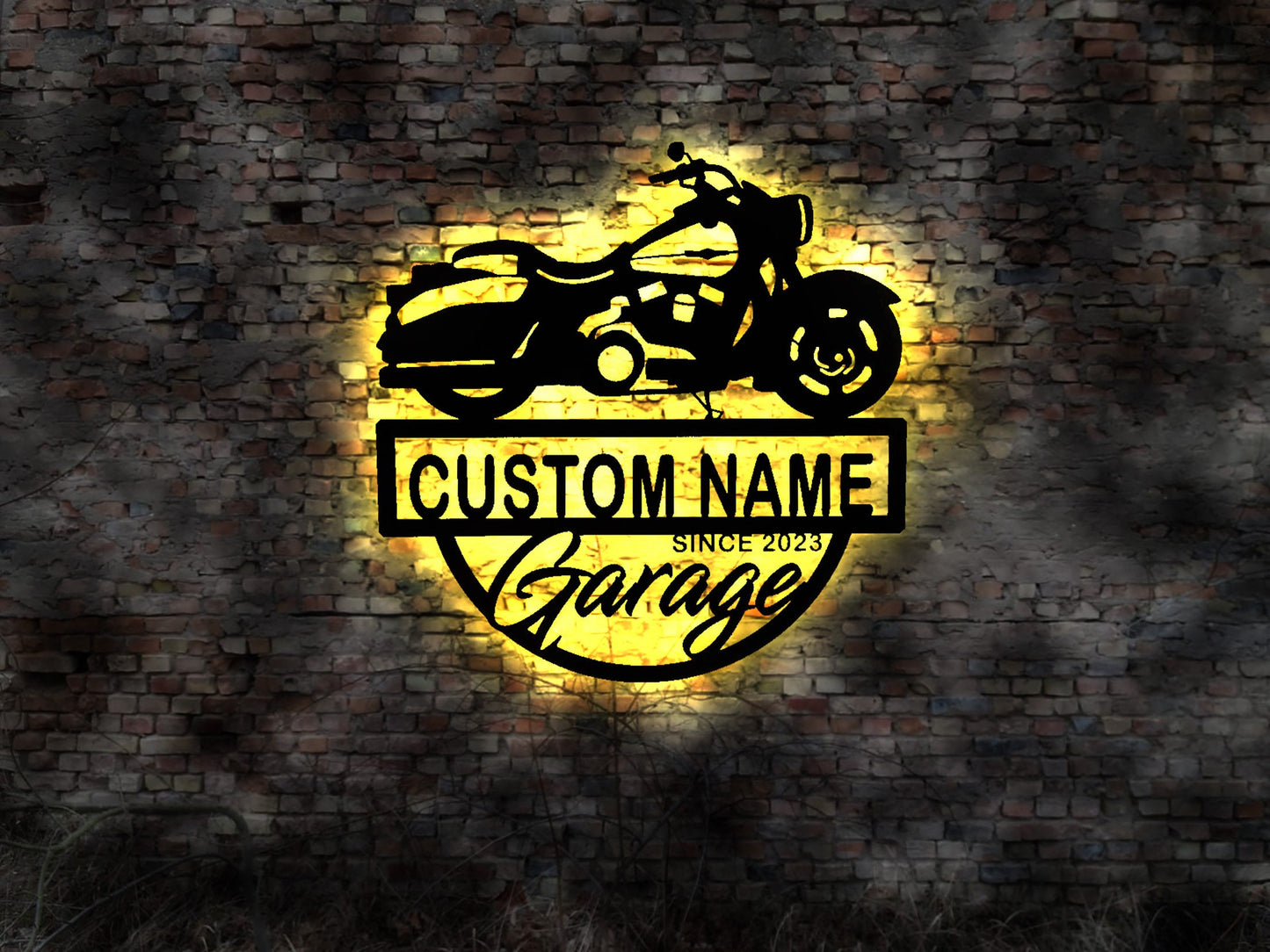 Biker Forever Logo LED Club Aufnäher Sticker Leuchtreklame Wandtattoo Helm Racer Sticker Deko Leuchtreklame LED Motorradfahrer Motorrad