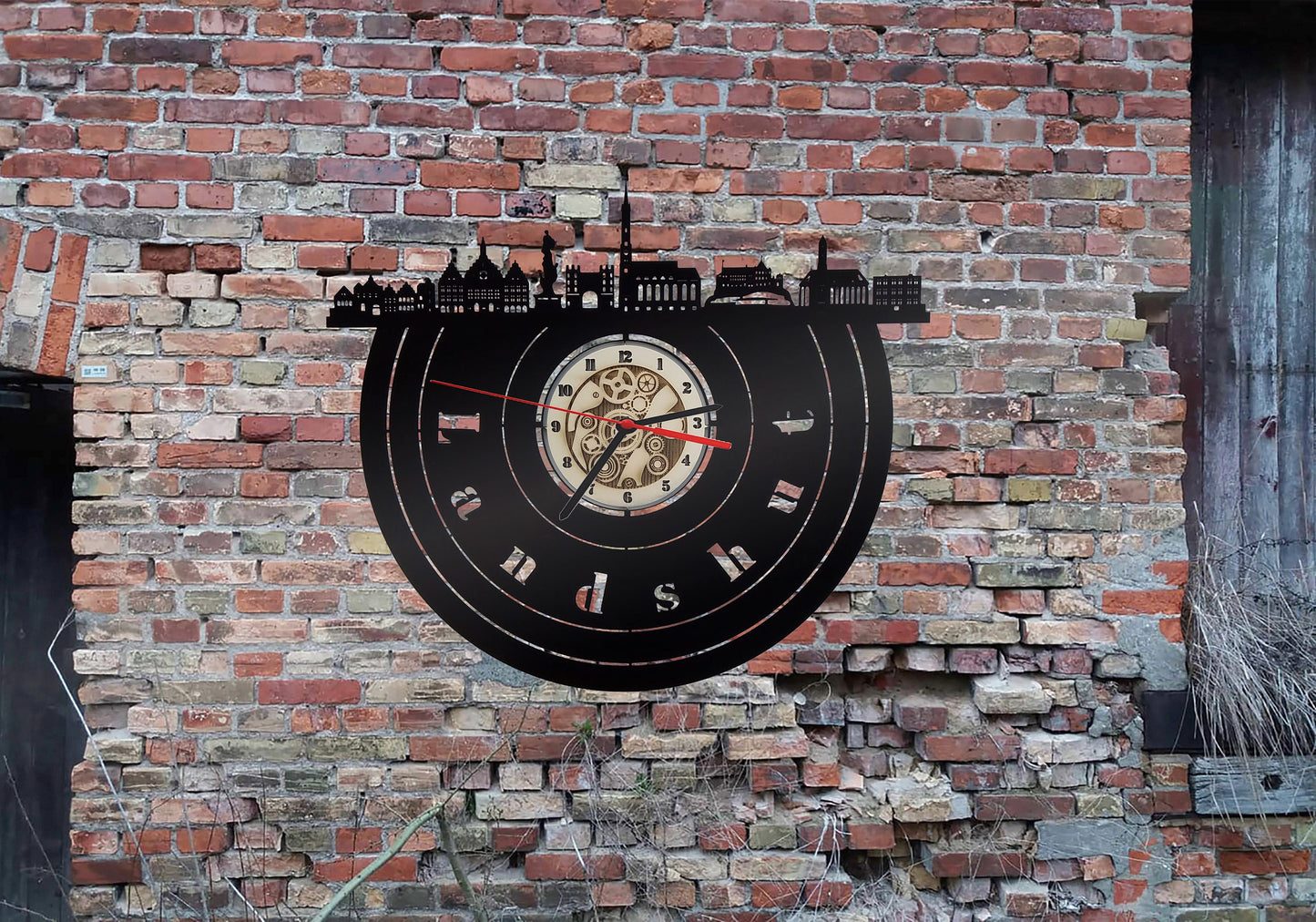 Uhr Wanduhr Bild Landshut Skyline Silhouette Umriss Bild Deko