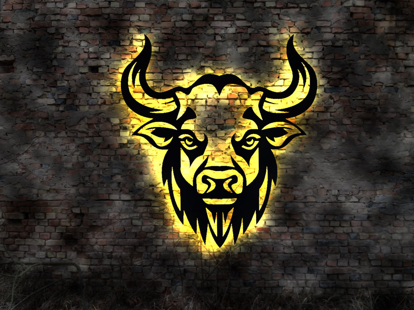 Stier Leuchtbild Bild Wandtattoo Aufkleber Torero Stierkampf Deko Skulptur Büste Kette Halskette Tierkreiszeichen Schild signWandtattoo Bild