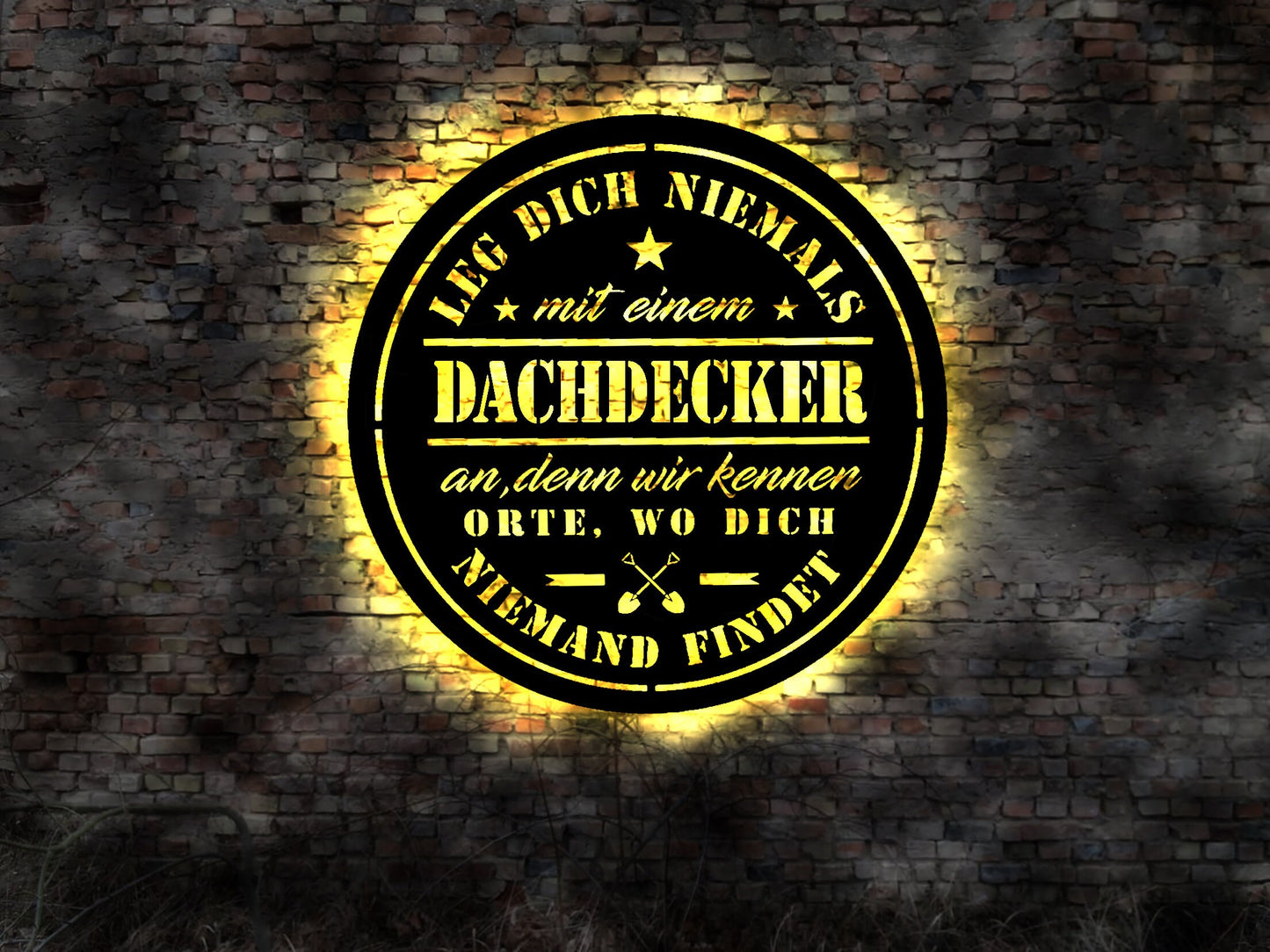 3D Wandbild Dachdecker no Aufkleber Hose Werbung Deko Figur Schild retro geprägt Leuchtschild Hoch die Dachdeckerkunst Emblem Aufnäher