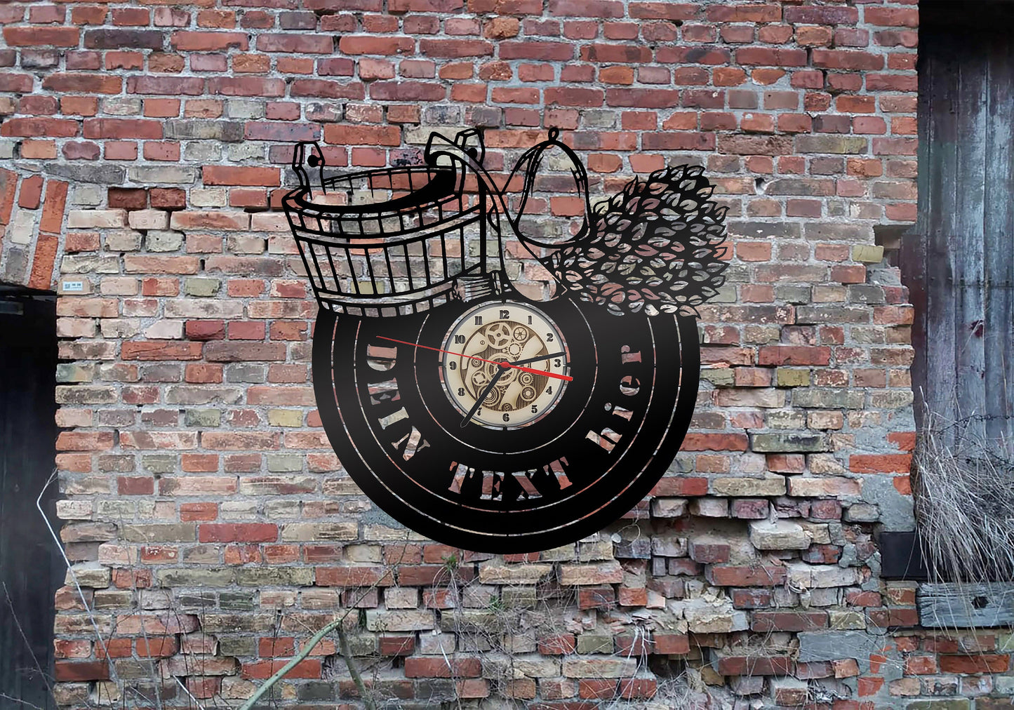 Uhr Wanduhr Uhrwerk Finnische Kabine 3D Sauna Traditional Sauna Calgary L Home Sauna Cabin Bath shower waterfall sign-shirt Fahne