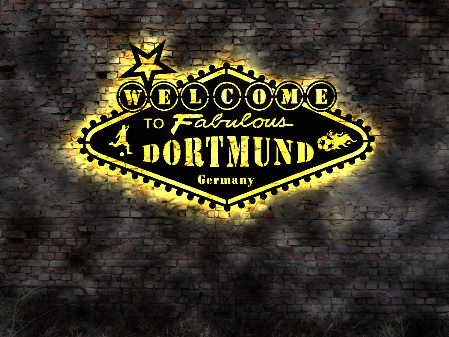 Dortmund Leuchtreklame no Neon sign Neonreklame Buch Skyline Fußmatte Bild LED Leuchtreklame Aufkleber Logo Buch Firmenschild