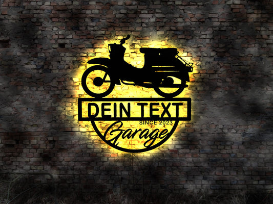 LED Wandbild DDR Moped Mofa Ossi Ostalgie Fahrzeug Schild Roller Oldtimer Bike Ostalgie Zweitakter