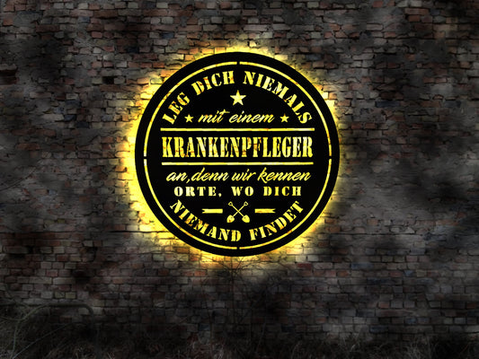 LED Wandbild Leuchtschild Pfleger Pflegedienst Altenpfleger Pflegeheim  cargiver nurse Krankenschwester Krankenpfleger Pflegedienstleitung