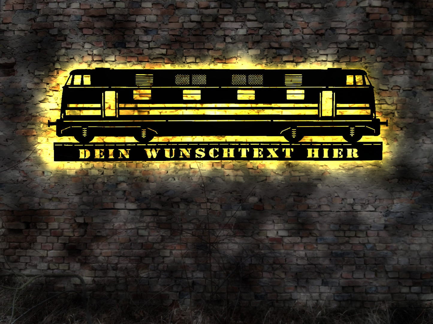 DDR Lok Eisenbahn Schild Schiene Wagon Bahnhof Modelleisenbahn Leuchtschild LED Deko Auto Autoaufkleber Schild