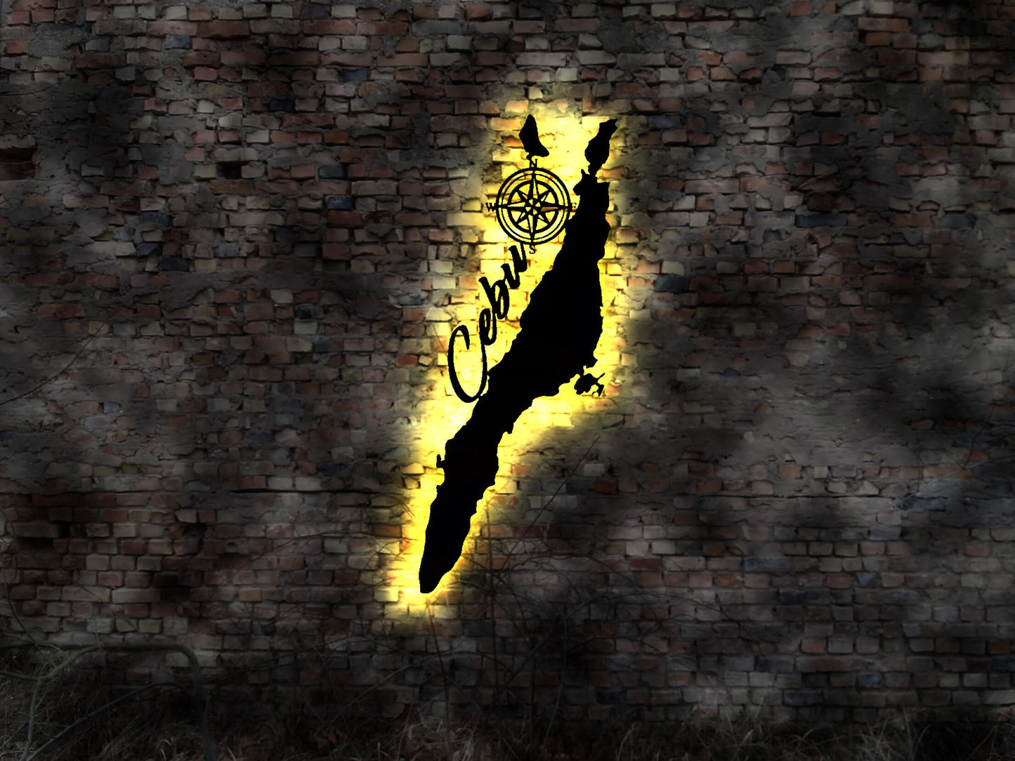 Skyline Insel  Cebu Philippinen  LED Wandbild   Holz Stadt AK Karte Map Stadtplan Wandsticker Leuchtbild Wandtattoo Reiseführer Silhouette