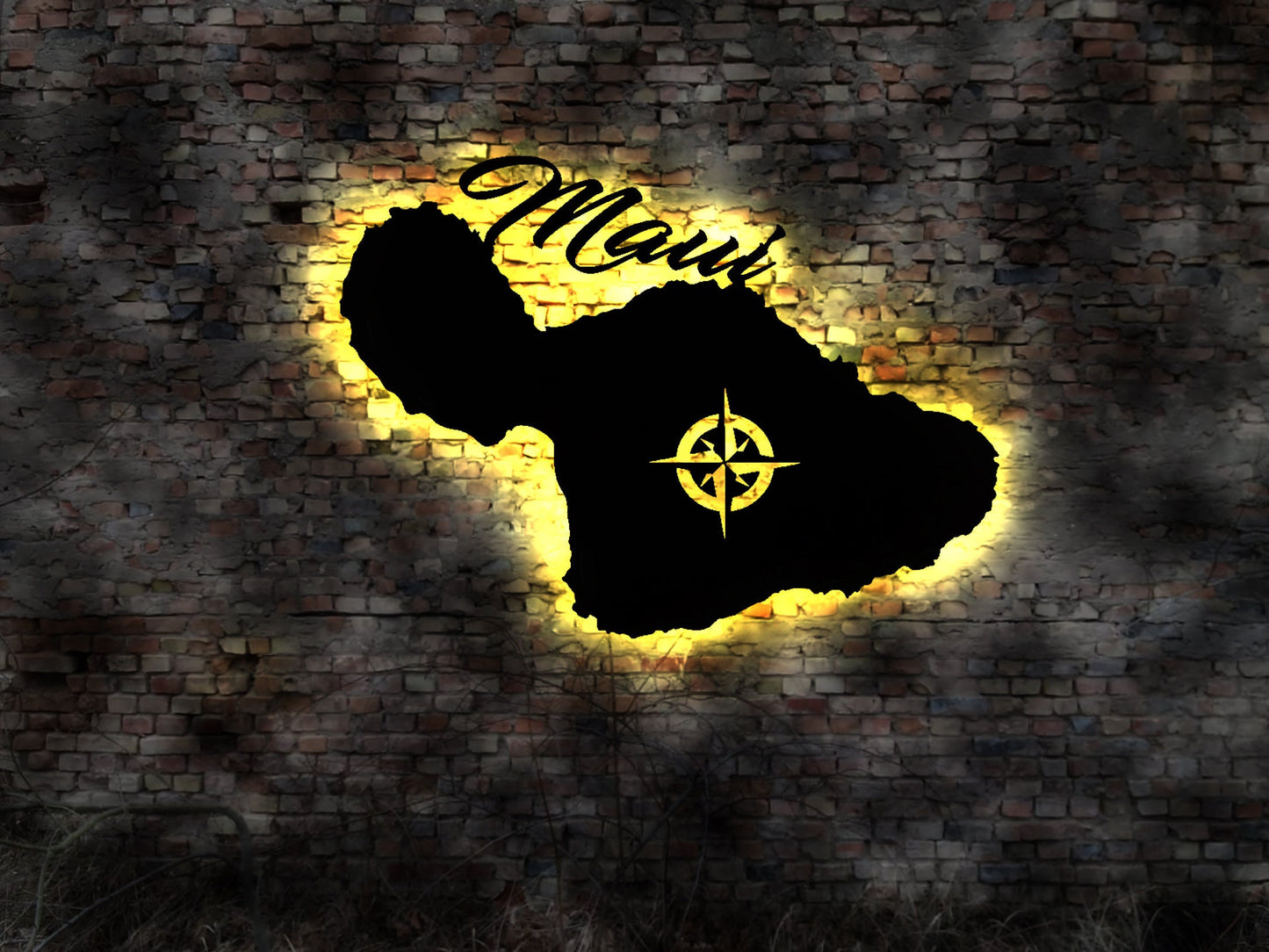 3D LED Deko Maui Insel Island Reiseführer Wandtattoo Skyline Aufkleber Buch Tropic Island Silhouette Kühlschrankmagnet Paradis