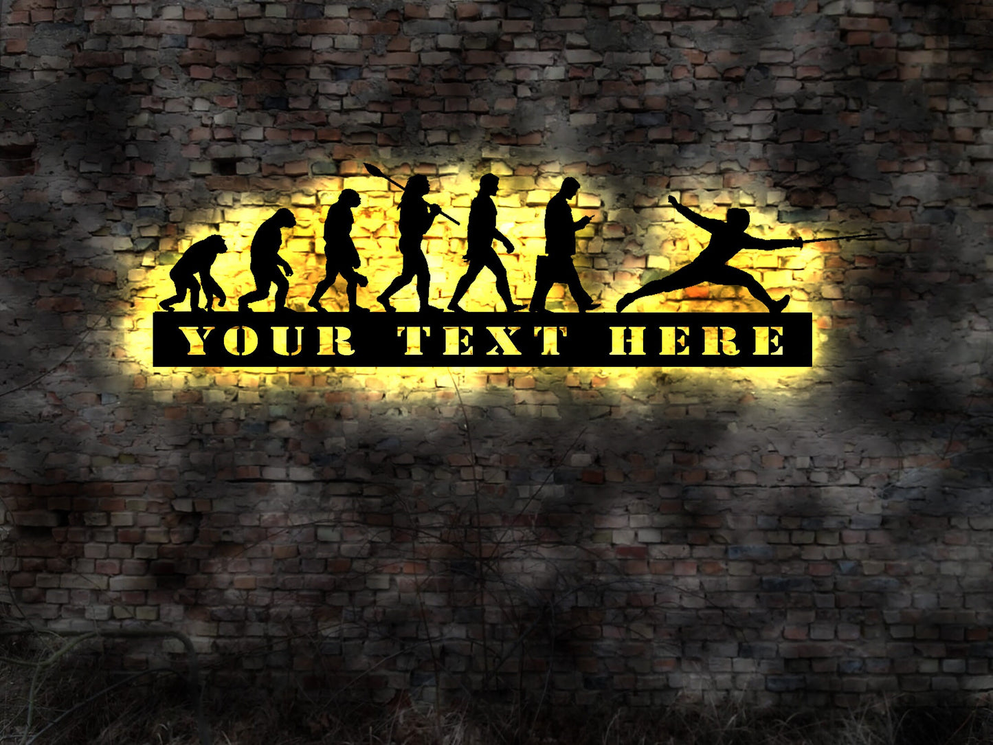 LED Wandbild Evolution  Kampfsport Kampfsportler Fechten Poster Schmuck Geschenk