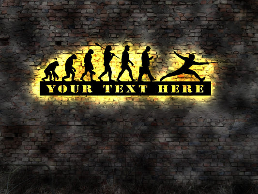 LED Wandbild Evolution  Kampfsport Kampfsportler Fechten Poster Schmuck Geschenk