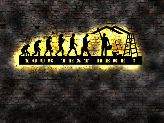 LED Wandbild Deko Hausmeister Service Schild Evolution Facility Manager sign Logo Bild T-Shirt Geschenk