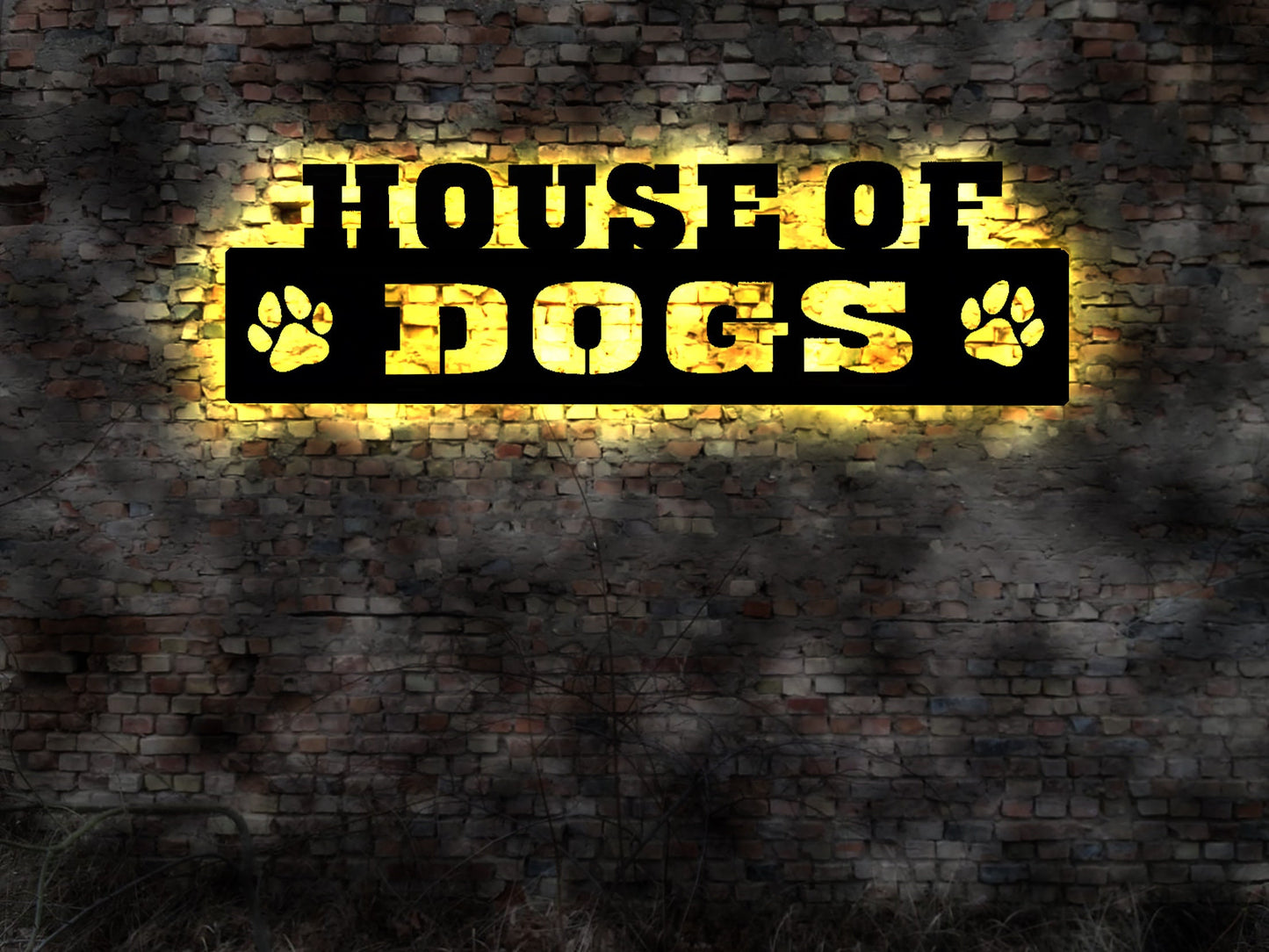 LED Wandbild House of Dogs Tierheim Hundeliebhaber Tierfreunde Tierpension Geschenkidee Hundehaus