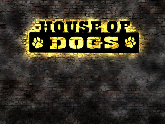LED Wandbild House of Dogs Tierheim Hundeliebhaber Tierfreunde Tierpension Geschenkidee Hundehaus