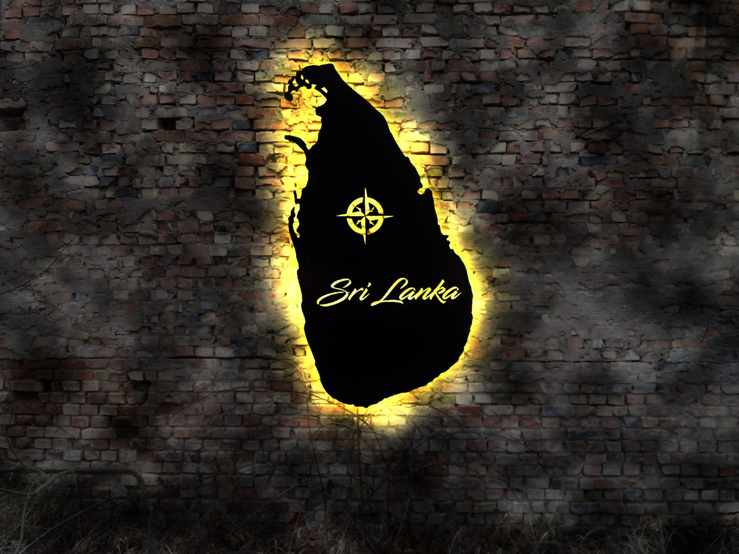 Skyline Sri Lanka LED Wandbild Holz Stadt AK Karte Map Wandsticker Leuchtbild Neonreklame Wandtattoo Reiseführer Silhouette Karibik