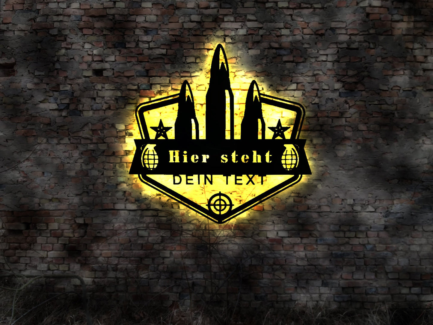 LED Schild Munitionsbergungsdienst Miene Kampfmittelbergung Kampfmittelräumung Kampfmittelbeseitigung Logo Emblem Munition Bombe Bombenfund