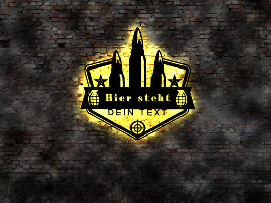 LED Schild Munitionsbergungsdienst Miene Kampfmittelbergung Kampfmittelräumung Kampfmittelbeseitigung Logo Emblem Munition Bombe Bombenfund