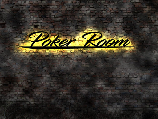 Poker Room LED Leuchtschild Pokerspiel  chips Pokerkarten hoodie Pokermatte