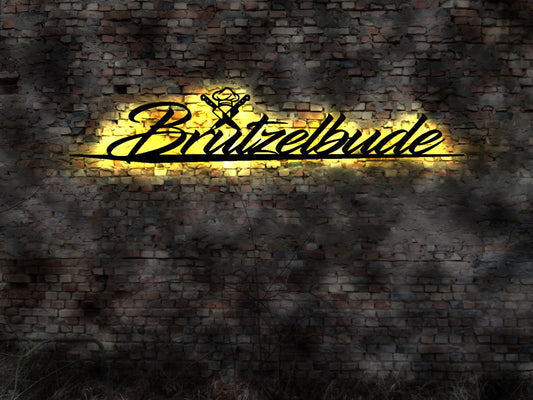 LED Wandbild Brutzeln Schild Brutzelbude Kochschild Küchenschild Kochecke Kochzubehör Grillecke Gasgrill Deko