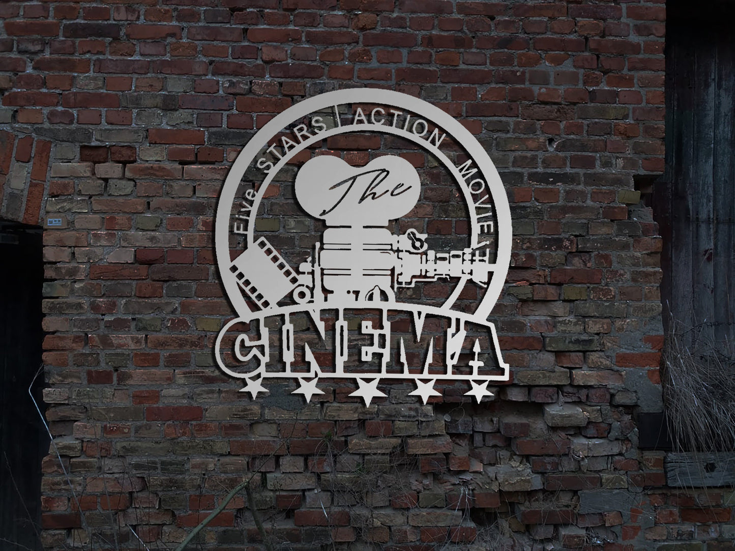 Edelstahl Wandbild Schild Metall Kino Cinema Popcorn Deko Wandtattoo Movie Film Blechschild Wandsticker
