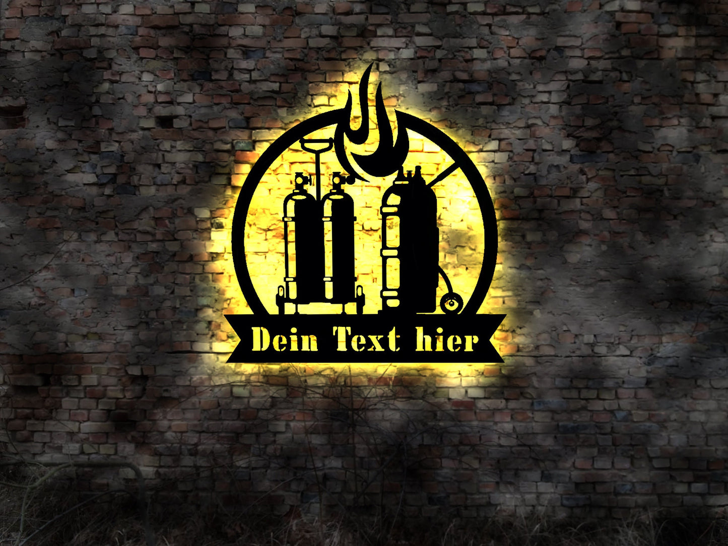 LED Schild Technische Gase Logo Emblem Firmenschild Stickstoff Sauerstoff Gasflasche befüllen lassen Argon Schutzgas Schweissgas