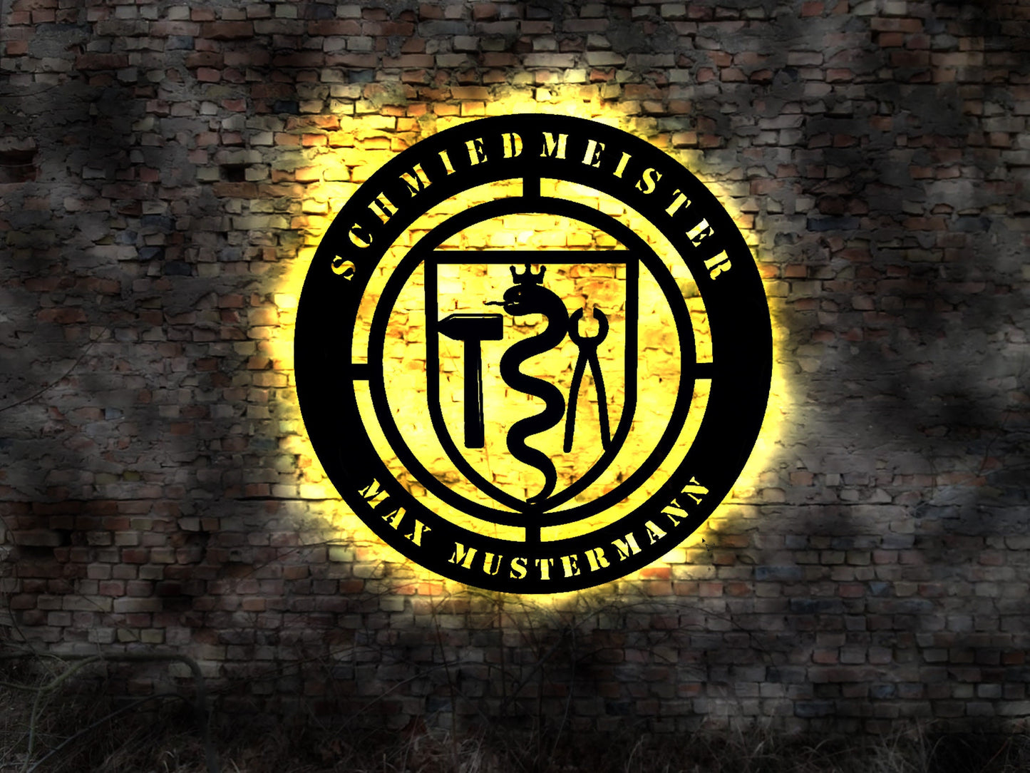 Schmied Handwerk Zunfzeichen Logo Neonreklame LED Wandbild Aufkleber Buch Wandtattoo Butterfly Leuchtreklame sign-shirt Fahne Leuchtschild