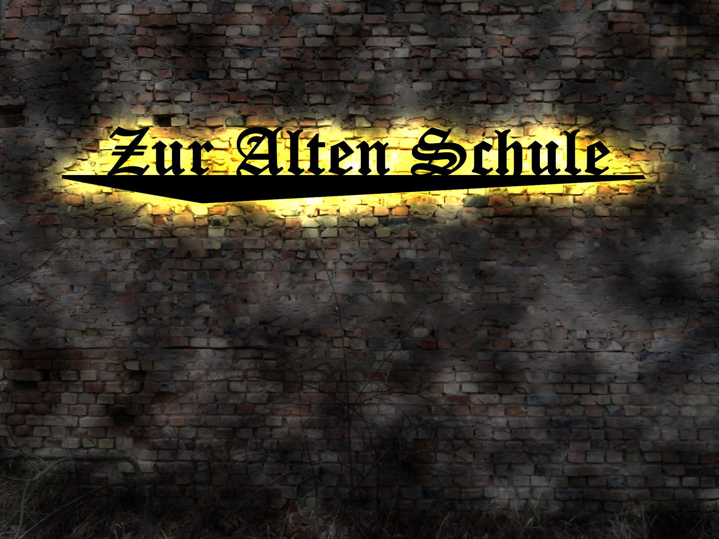 LED Schild Zur alten Schule  alte Schilder Schmied Hufeisen Schulhof historisch