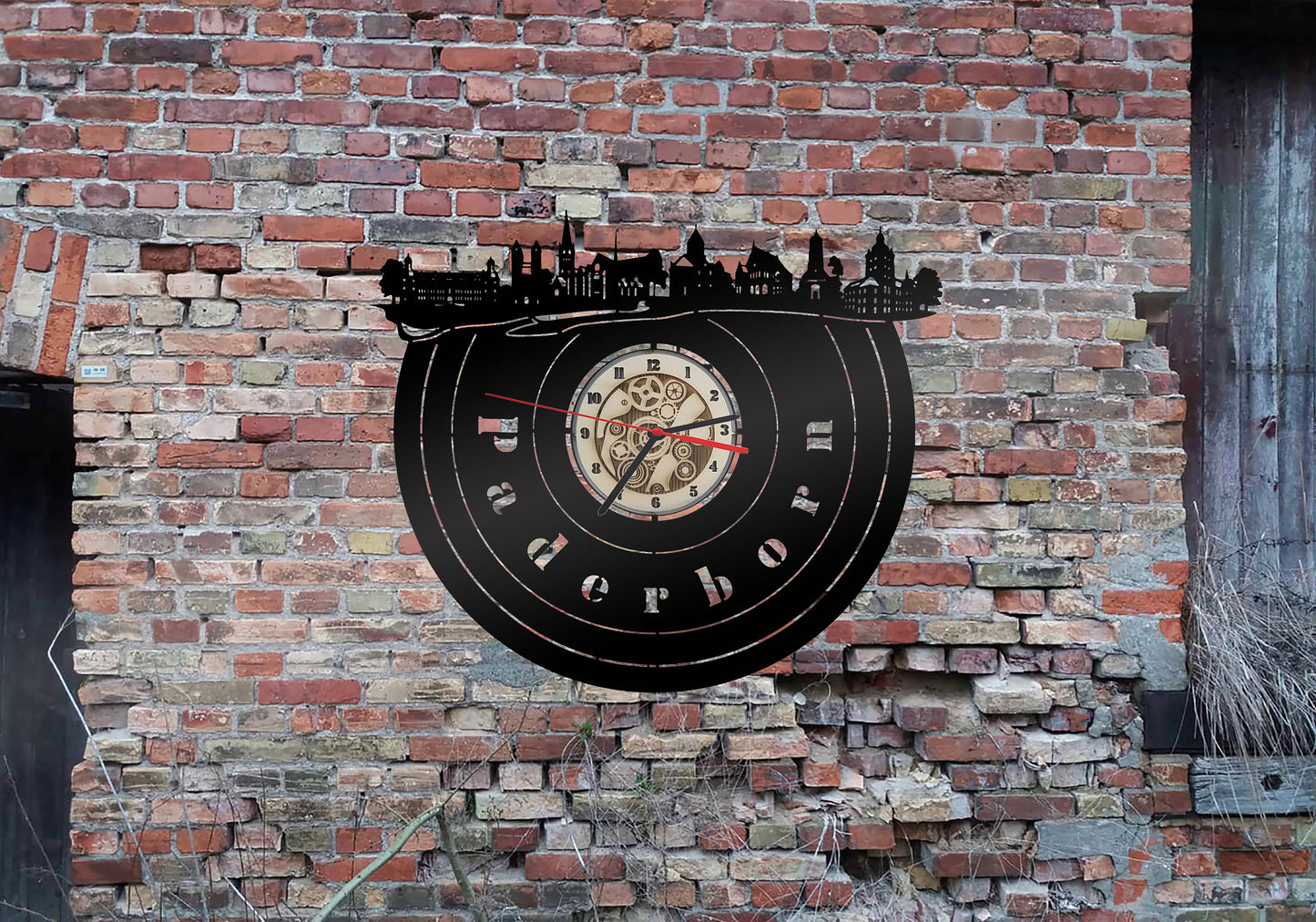Uhr Wanduhr Wanduhr Skyline Paderborn Stadt Hochstift Schloss Pension Schild Deko Bild Aufkleber