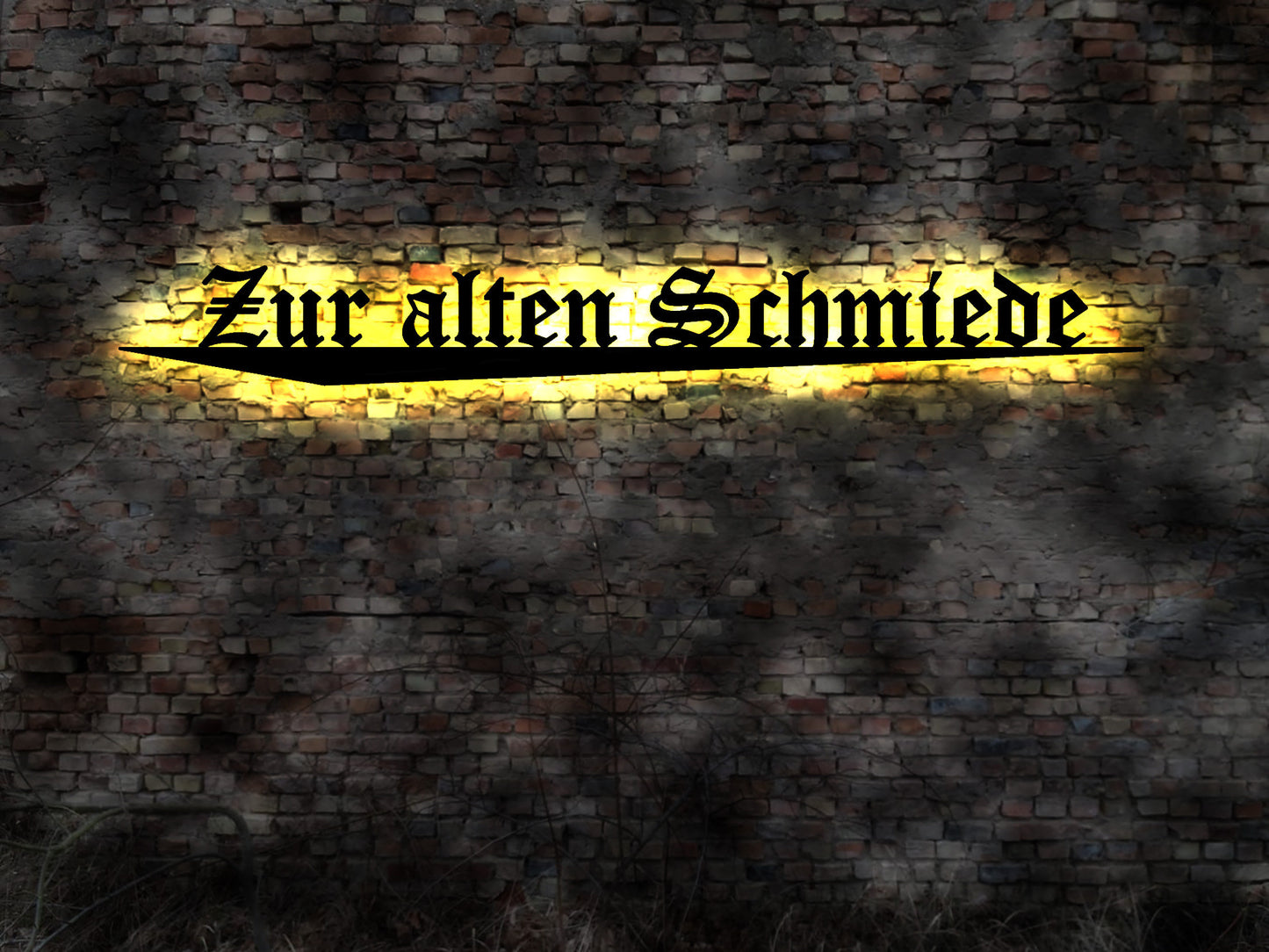 LED Schild Zur alten Schmiede alte Schilder Schmied Hufeisen Gebäude