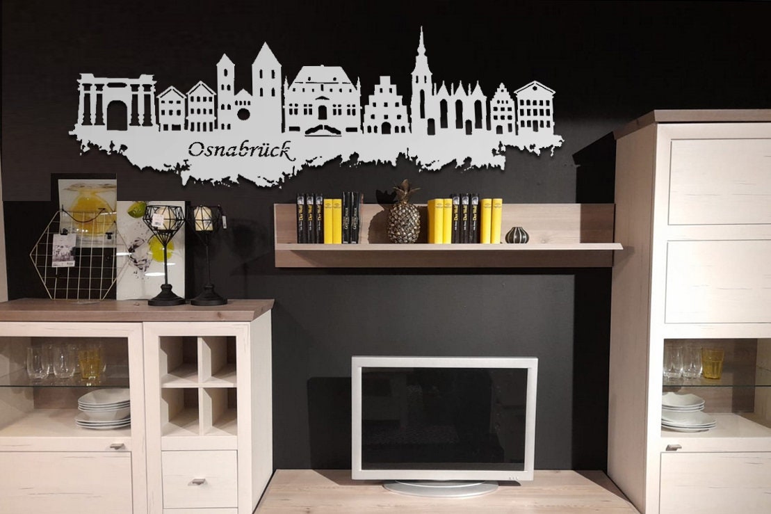 Skyline Metall Osnabrück Schild Stahl rostfrei Metallkunst Schild Cortenstahl rostend rostig verrostet Corten