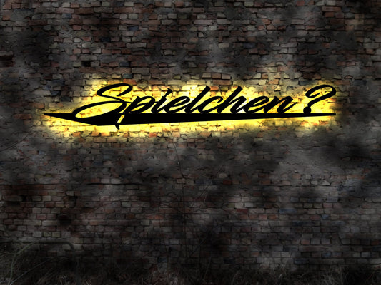 LED Schild Spielchen ? Spiel Spieler Kartenspiel Idee Poker Darts Billiard Tischtennis Skatspiel