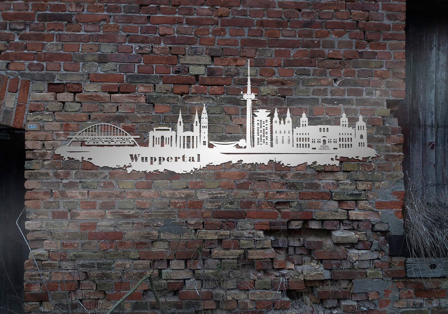 Skyline Metall Wuppertal Schild Stahl rostfrei Metallkunst Schild Cortenstahl rostend rostig verrostet Corten