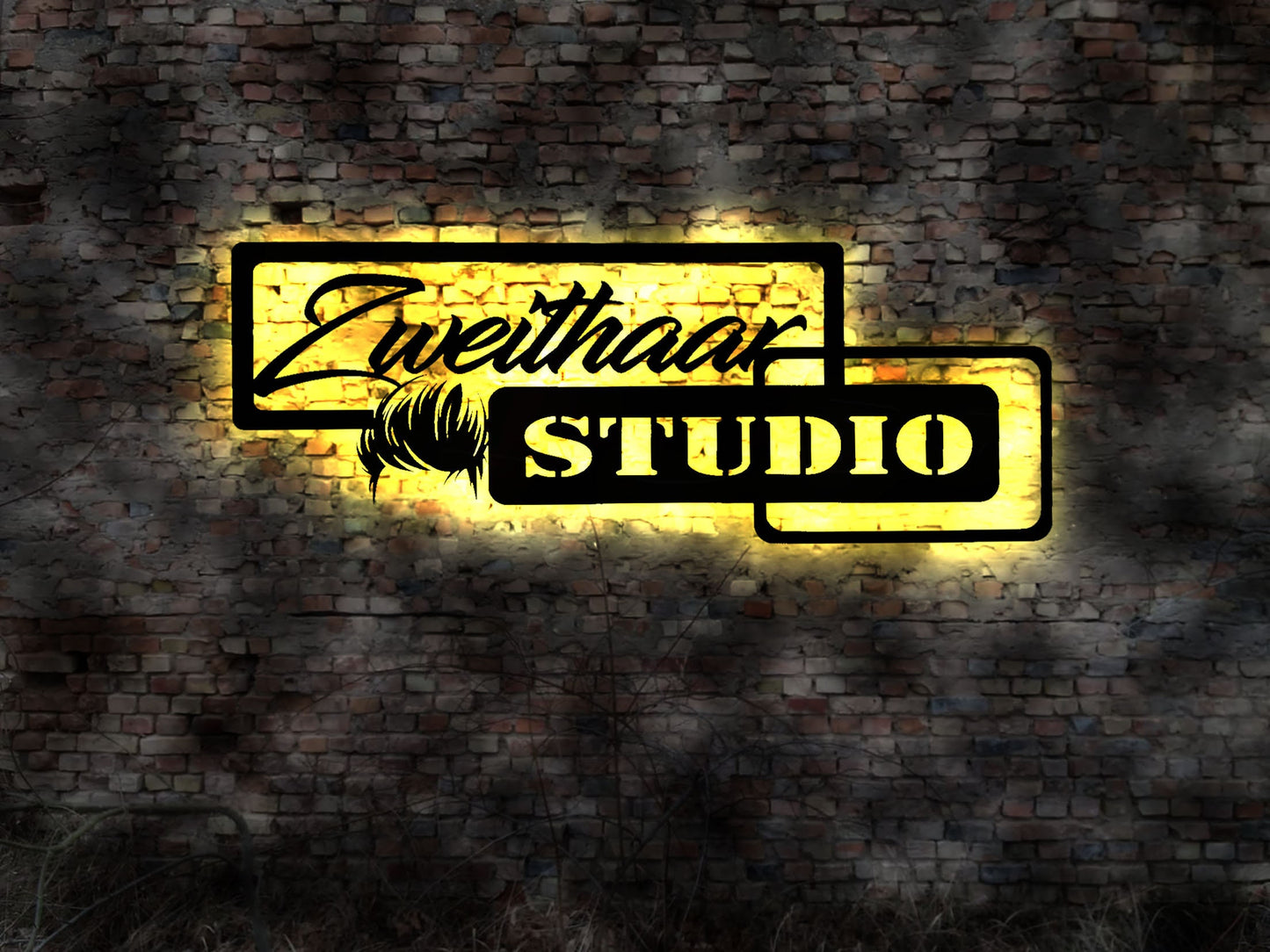 Zweithaar Studio LED Leuchtschild Schild Frisur Perücke Männer Haarschnitt
