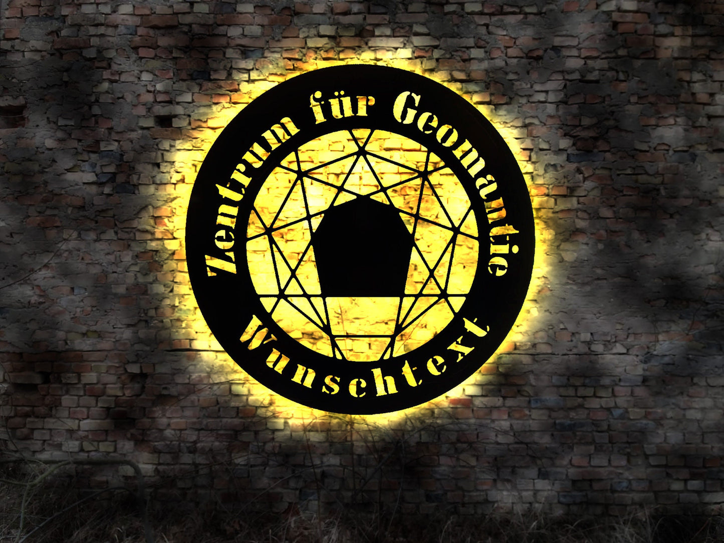Geomantie Logo Schild Emblem LED beleuchtet Praxis Beratung energetische